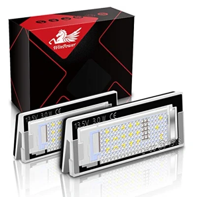 Afbeelding van WinPower LED Kentekenverlichting Lamp Achter Lampen Zuiver Wit 6000 K Geen Fout 18 SMDs voor E39 5D Wagon Touring 2000 2003, 2 Stuks
