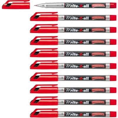 Afbeelding van Permanent marker STABILO Write 4 all superfijn 10 stuks rood