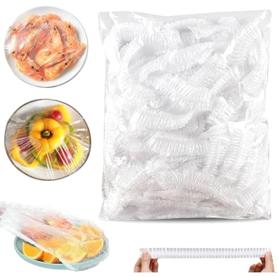 Afbeelding van 200 stuks elastische afdekkingen, herbruikbare plastic vershoudfolie, wegwerp vershoudzakken voor resten, vruchten, stofbescherming
