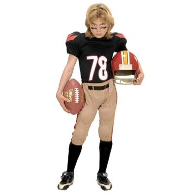 Afbeelding van Widmann Kinderkostuum American Football Player, gewatteerd T shirt, gevoerde broek, middelbare school, themafeest, carnaval, 140