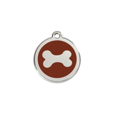 Afbeelding van Bone Brown roestvrijstalen hondenpenning small/klein dia. 2 cm RedDingo