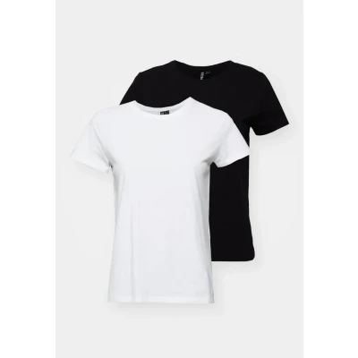Afbeelding van Pieces Pcamira TEE 2 PACK Tshirt basic, Dames, Maat: XS, White/black
