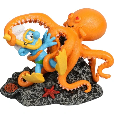 Afbeelding van Smurfs Aquadella Aquariumdecoratie Vissen Smurfen Onder Water Octopus 13,4x7,9x9,8cm Meerkleurig 1st