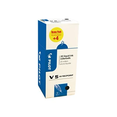 Afbeelding van Pilot roller Hi Tecpoint V5 0,3 mm, zwart, value pack met 16 + 4 stuks