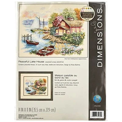 Afbeelding van Dimensions PEACEFUL LAKE HOUSE, Stof, Veelkleurig, 14&quot; x 11&quot;