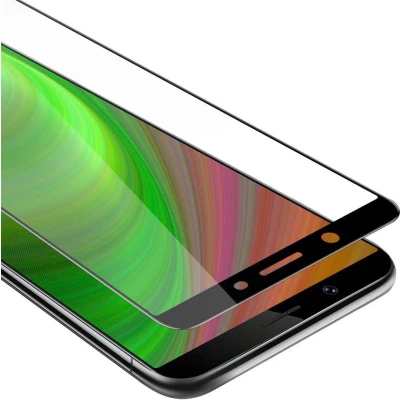 Afbeelding van Cadorabo Screenprotector geschikt voor Vivo Y71 Volledig scherm pantserfolie Beschermfolie in TRANSPARANT met ZWART Gehard (Tempered) display beschermglas 9H hardheid 3D Touch