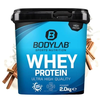 Afbeelding van Bodylab24 eiwitpoeder Whey Protein Rijstpudding Kaneel 2kg, eiwitshake voor krachttraining en fitness, poeder kan spieropbouw ondersteunen, Hoogwaardig met 80% eiwit, Aspartaamvrij
