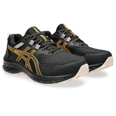 Afbeelding van Asics Gelventure 9 WP Trail hardloopschoenen, Dames, Maat: 38, Black/stadium orange Textiel/ synthetisch