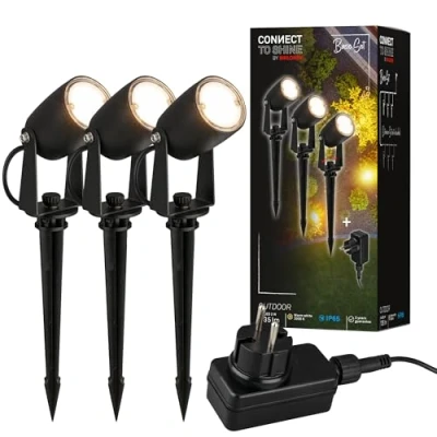 Afbeelding van Briloner LED tuinspot 3927035 Aanloopset met grondspies Zwenkbaar IP65 1,5m voedingskabel 25,5 x 4 cm Zwart gekleurd