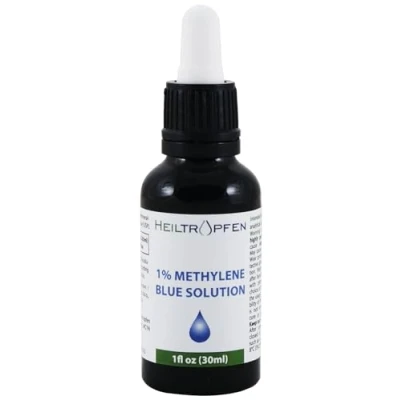 Afbeelding van Methyleenblauw 1% oplossing 1 Fl Oz 30 ml Ultrahoge zuiverheid Ingrediënten van USP Pharma kwaliteit Getest door derden Formaldehydevrij Glazen fles Heiltropfen®