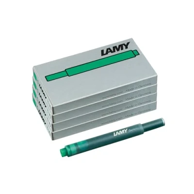 Afbeelding van Lamy T10 4 delige set inktpatronen met grote inktvoorraad geschikt voor alle vulpenmodellen inhoud 1,25 ml per patroon 5 stuks pak inktkleur groen