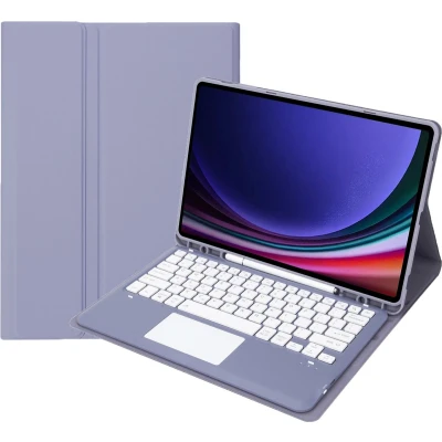 Afbeelding van Case2go Bluetooth Toetsenbord voor Samsung Galaxy Tab S9 Plus (2023) Met stylus pen houder en Touchpad QWERTY Keyboard case Paars