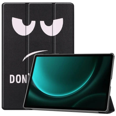 Afbeelding van Samsung Galaxy Tab S9 FE Plus Hoes: iMoshion Design Trifold Bookcase Don&#039;t touch Kunstleder Tablet Hoezen