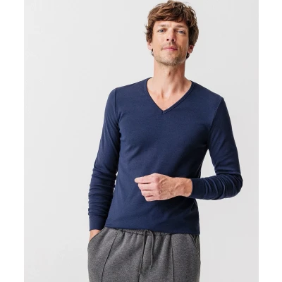 Afbeelding van Damart T shirt met V hals, Thermolactyl interlock mesh Heren Blauw (126 133) 3XL
