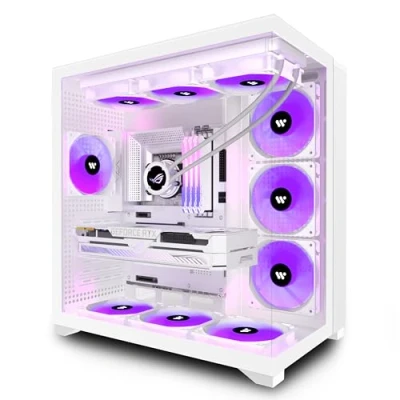 Afbeelding van KEDIERS PC behuizing ATX Tower Gaming van gehard glas, (met 9 ARGB ventilatoren) wit, C590