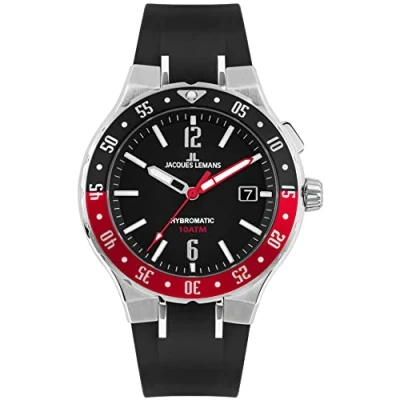 Afbeelding van Jacques Lemans Kinetic horloge Hybromatic, 1 2109A Horloge, herenhorloge, datum, siliconen band, tot 10 bar waterdicht.