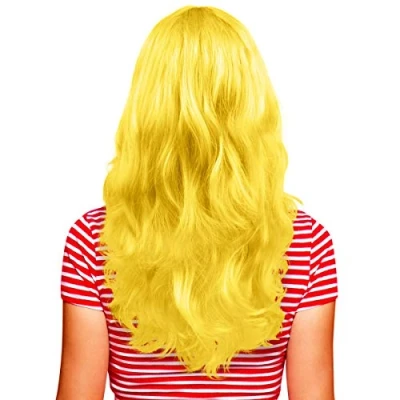 Afbeelding van Hatstar Sexy damespruik, lang haar, krullend, golvend, voor carnaval (geel)