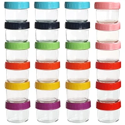 Afbeelding van Belle Vous Rond Glazen Babyvoeding Opslag Potten met Plastic Deksels (24 Pak) 100 ml Kleine Heldere Luchtdichte Herbruikbare Container BPA &amp; Loodvrij Afwasmachine, Diepvries Magnetron Veilig