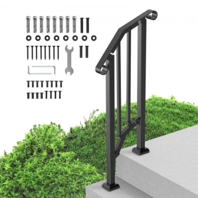 Afbeelding van VEVOR 1 2 tredenleuning entreeleuning trapleuning 1535x84x990mm zwart
