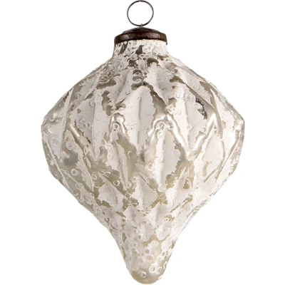 Afbeelding van Clayre &amp; Eef Witte Kerstbal Ø 12*15 cm 6GL3155