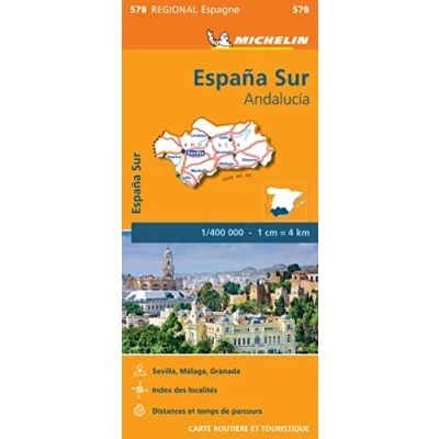 Afbeelding van Michelin 578 Zuid Spanje Andalucía Wegenkaart Kleurloos Reisboeken &amp; Kaarten