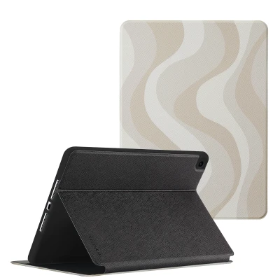 Afbeelding van Apple iPad 9 (2021) 10.2 inch Hoes: Selencia Vivid Tablethoes Bookcase Desert Waves Beige Kunstleder Tablet Hoezen