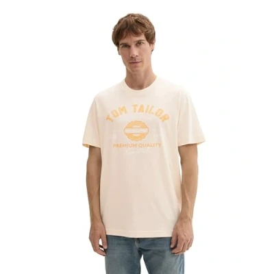 Afbeelding van TOM Tailor MIT LOGO Tshirt print, Heren, Maat: Medium, Smooth light sand