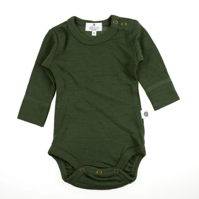 Afbeelding van Wollen Romper lange mouw Merinowol Rifle Green 86 18 tot 24 maanden