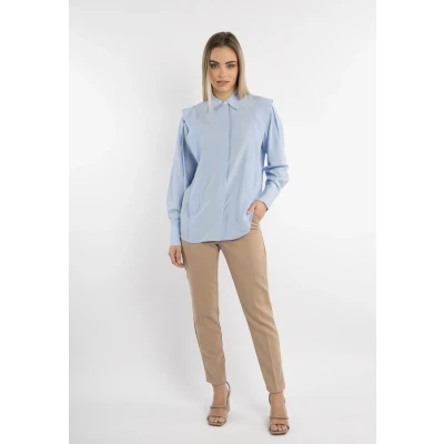Afbeelding van Blouse met lange mouwen DREIMASTER XS / Lichtblauw 65% Viscose 35% Polyester