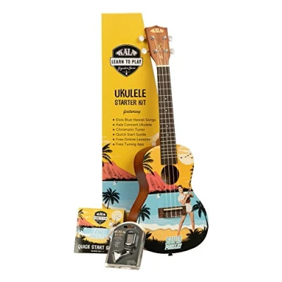 Afbeelding van Kala Leren spelen Elvis Blue Hawaii Concert Ukulele Starter Kit (KALA LTP C EBH)
