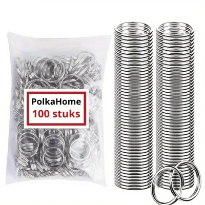 Afbeelding van PolkaHome Sleutelringen &amp; Sleutelhangers 100 Stuks 20mm Open Springringen Metalen Splitringen voor Sleutelhangers, Sieraden Maken Knutselen