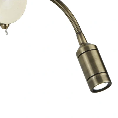 Afbeelding van Searchlight LED Adjustable Wall Lights Wandverlichting Met Schakelaar 7 X 24 Cm 1W Incl. Antiek Messing