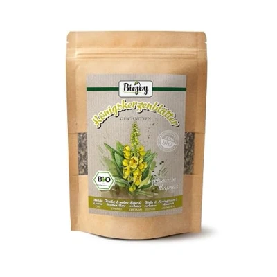 Afbeelding van Biojoy BIO Koningskaarsbladeren (100 g), gedroogd en gesneden, ideaal voor Koningskaarsblad Thee (Verbascum tapsus)