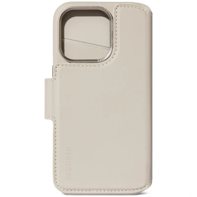 Afbeelding van Apple iPhone 15 Pro Max Hoesje Echt leder Decoded Bookcase/2 in 1 Case Beige Telefoonhoesje