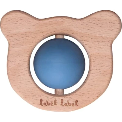 Afbeelding van Label Beer Blauw Hout &amp; Silicone Bijtspeeltje LLST 15270