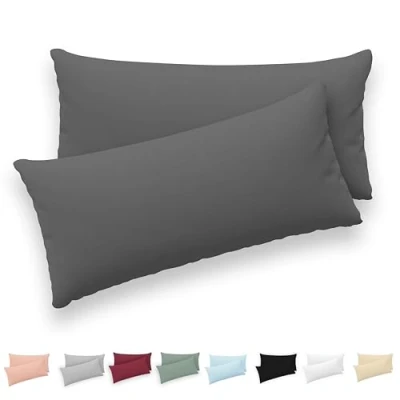 Afbeelding van Twinzen® Kussensloop 50x80 (Set van 2) 100% Katoen Jersey 150 GSM 50x70 cm Kussenhoes met ritssluiting Oeko Tex gecertificeerd