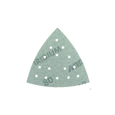 Afbeelding van Mirka Iridium Schuurdriehoek Premium Schuurpapier 93x93x93mm 15 gaats, Klittenband, Korrel 80, 50 st / Voor het schuren van verf, plamuur, grondverf, hout, staal, minerale materialen, kunststof.