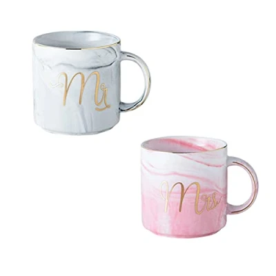 Afbeelding van 2 Stuks Keramische Beker voor Koppels, Mr en Mrs mokken keramiek,voor koffie, thee water, koppels bruiloft verjaardag Valentijnsdag