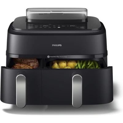 Afbeelding van Philips 5000 Series Dual Basket Airfryer NA551/00 Stoomfunctie Dubbele Mand 9L Tot 6 Personen