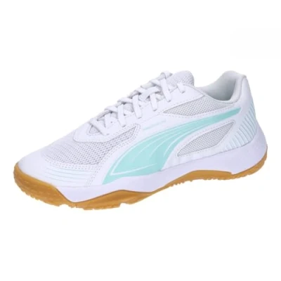 Afbeelding van Puma Solarflash III JR Unisex Handbalschoenen voor kinderen, Maat: 35, White/electric peppermint Textiel/ synthetisch