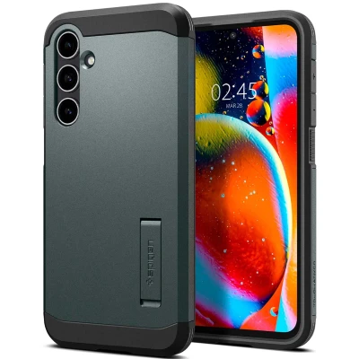 Afbeelding van Samsung Galaxy S23 FE Hoesje Kunststof Spigen Backcover/Hardcase Groen Telefoonhoesje Shockproof/Valbescherming