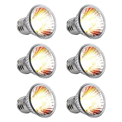 Afbeelding van NEWFUN Schildpad Warmtelamp, 6 stuks, E27, 25 W, dimbaar, 220 V, UVA + UVB, volspectrum, zonnelamp, verwarming, gloeilamp, zonnebad, reptiellamp, lamp voor lizards, aquariumreptielen, schildpadden,