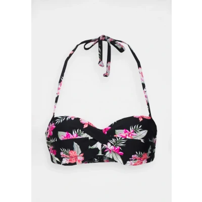 Afbeelding van Lascana Bandeau Santini LAS Bikinitop, Dames, Maat: 38xD, Black/pink