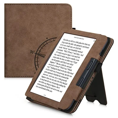 Afbeelding van kwmobile flip cover compatibel met Kobo Libra 2 Case magnetische sluiting Hoes voor e reader in bruin Vintage Kompas
