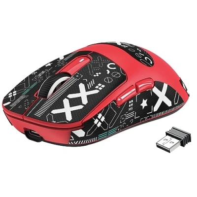 Afbeelding van VGN GAMEPOWER X3 SUPERLIGHT Draadloze Gaming Mouse, 49g Lichtgewicht Muis, 26,000DPI, PixArt PAW3395, Mouse Grip Tape, Tri modus (BT5.0/2.4G/Bedrade), PTFE voeten, 200 uur Batterij PC/Mac Rood