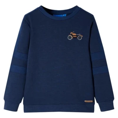 Afbeelding van Kindertrui 128 gemleerd marineblauw