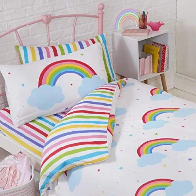 Afbeelding van Price Right Home Gestreepte slaapkamer Range Kids Dekbedovertrek Set, Hoeslaken Set &amp; Gordijnen Beschikbaar (Junior Set)