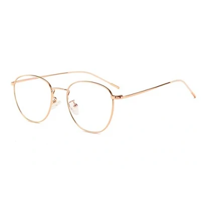 Afbeelding van Bril met blauwlichtfilter, voor dames en heren, metalen frame, retro, blokkeren, blauw licht, gaming bril, computerbril, roségoud, L