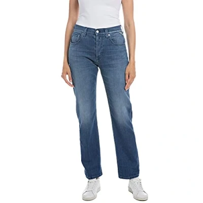 Afbeelding van Replay Maijke Pants Straight leg jeans, Dames, Maat: 28x28, Medium blue