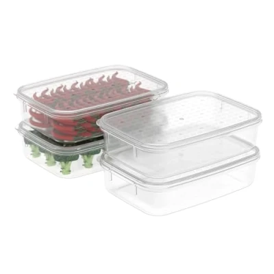 Afbeelding van Cetomo 1.1L*4 Voedsel Opslag Containers, Magnetron, Vriezer en Vaatwasser, Lunchdozen, Koelkast Organizer Bakken met Deksel
